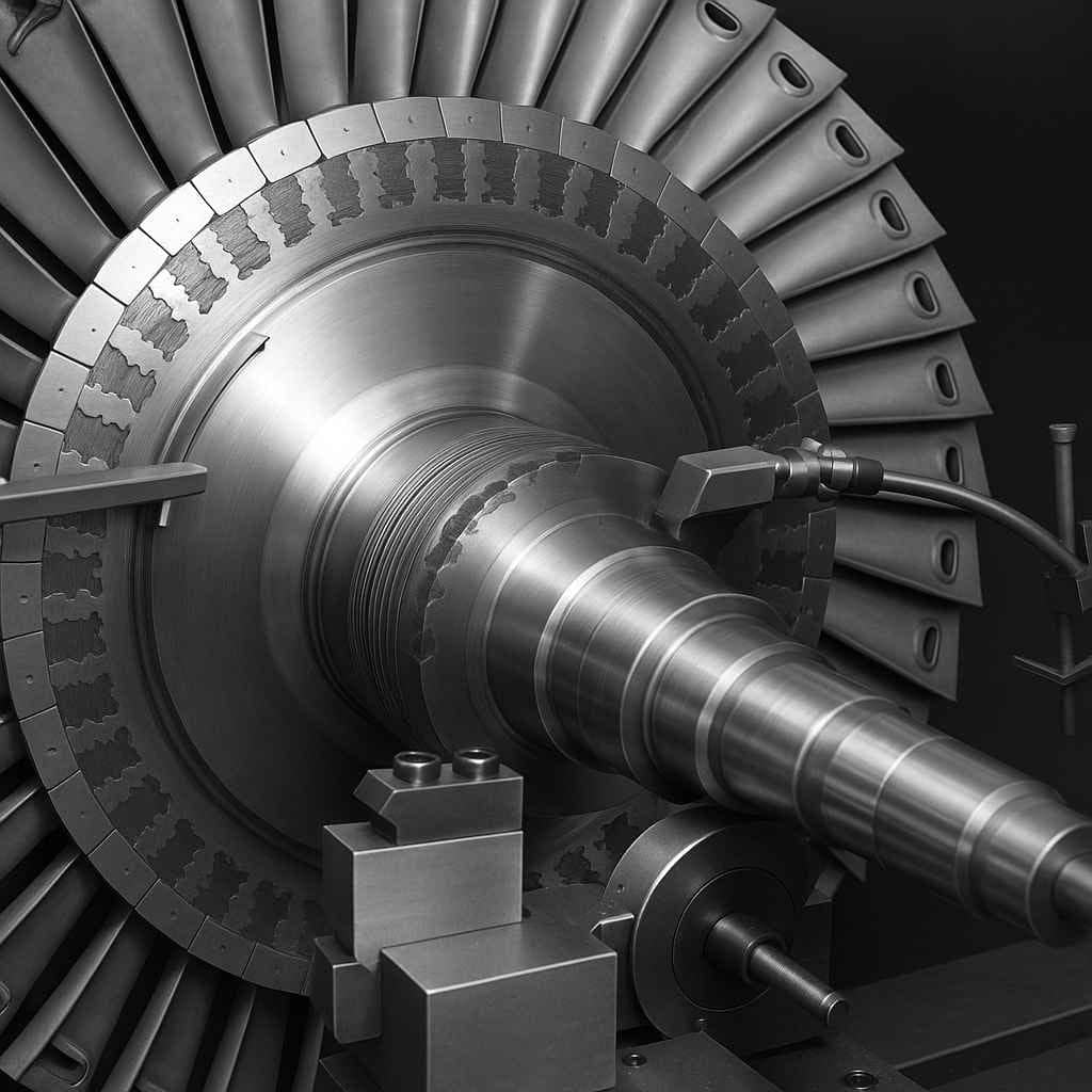Turbine rotor mounted for balancing