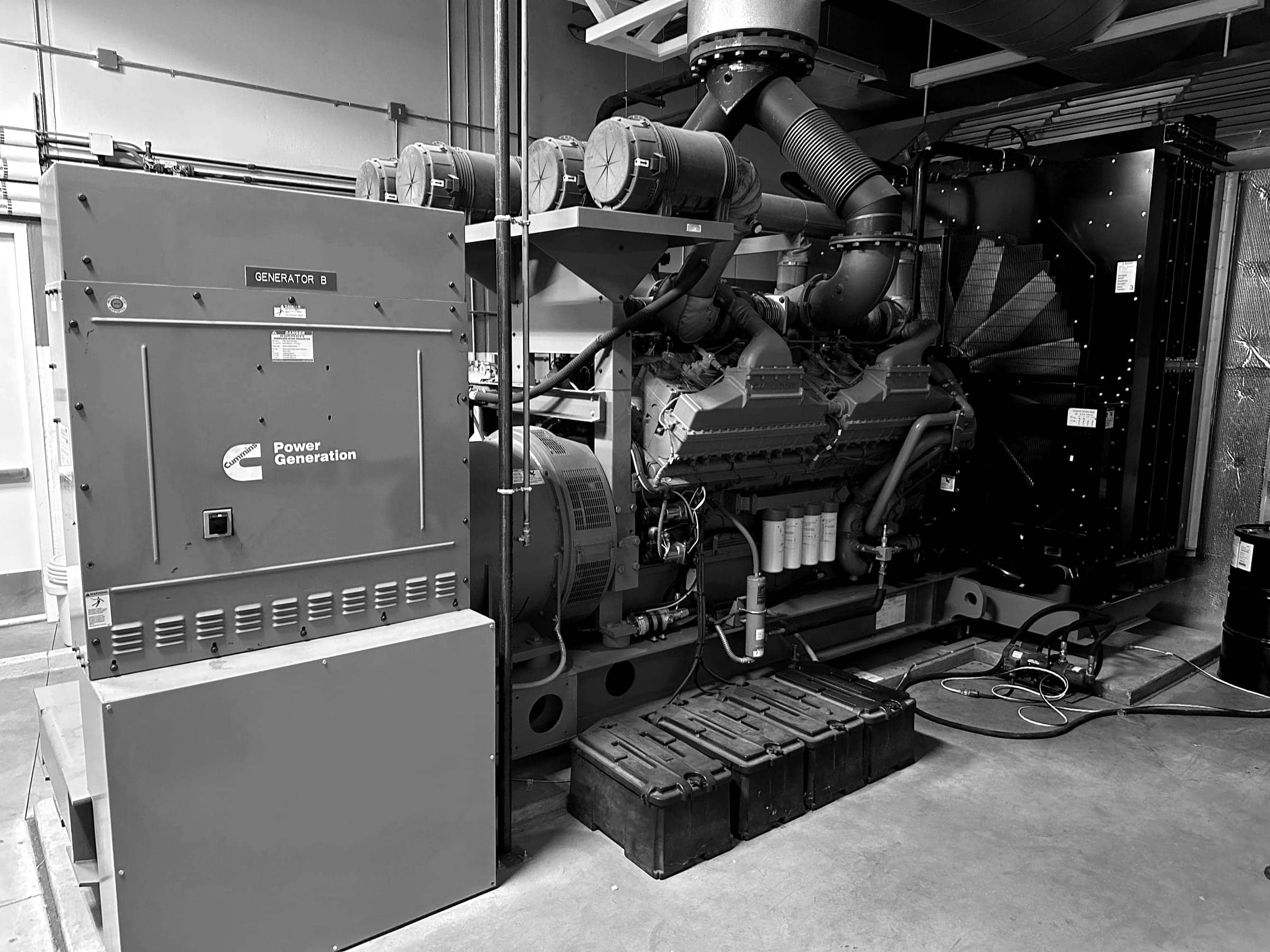 Cummins generator set in a plant room